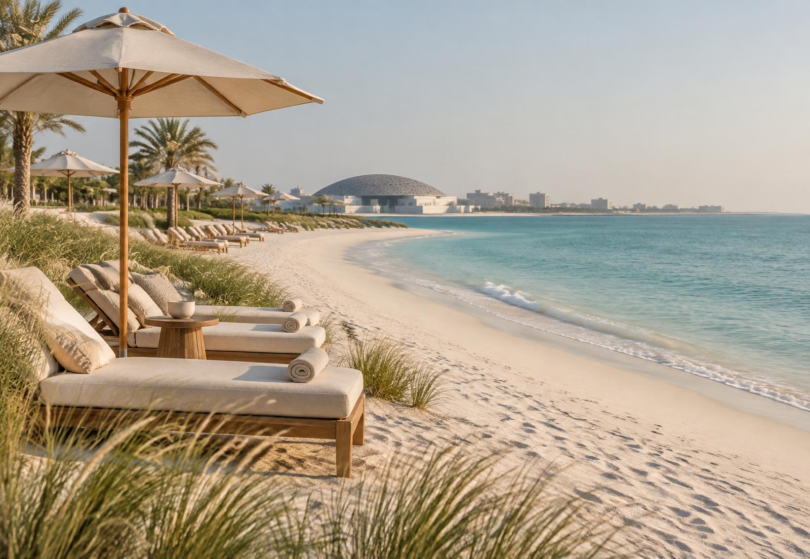 White-sand beach and coastal lifestyle on Saadiyat Island
